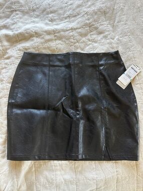 Black Faux Leather Mini Skirt - Unbranded